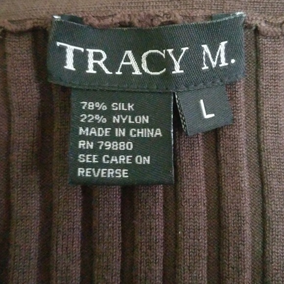 TRACY M. OFF THE SHOULDER BROWN  SWEATER SZ. L New - Picture 5 of 5